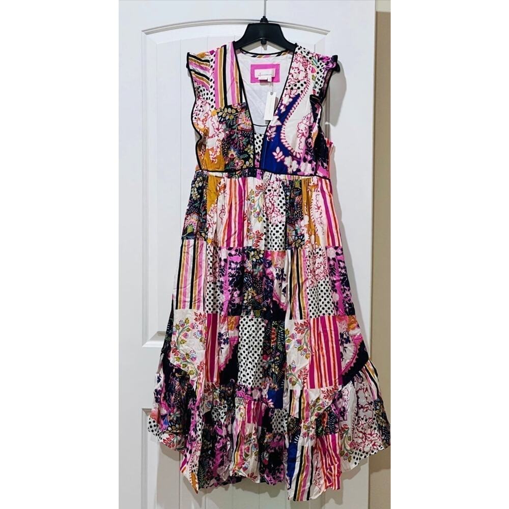 NWT❤️Anthropologie Ruffled Patchwork Midi Dress sz6 - Picture 4 of 9